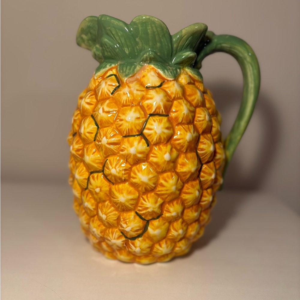 Tropical Pineapple Ceramic Pitcher - Yellow and Green by 222 fifth Perfect condi